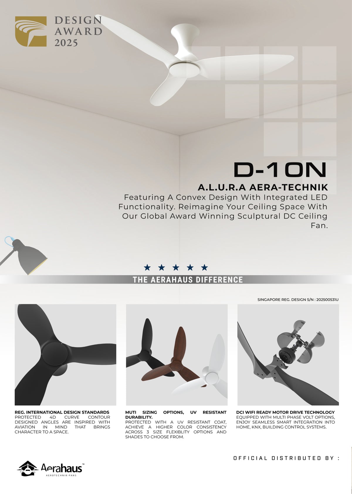 D-10N Aerahaus Technik DC Ceiling Fan