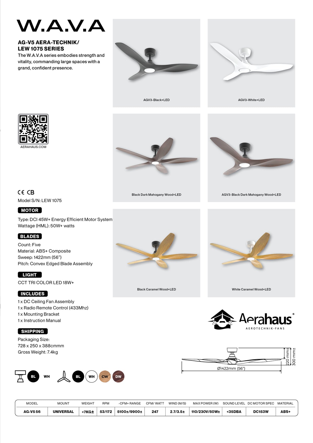 AG-V5 Aerahaus Technik DC Ceiling Fan