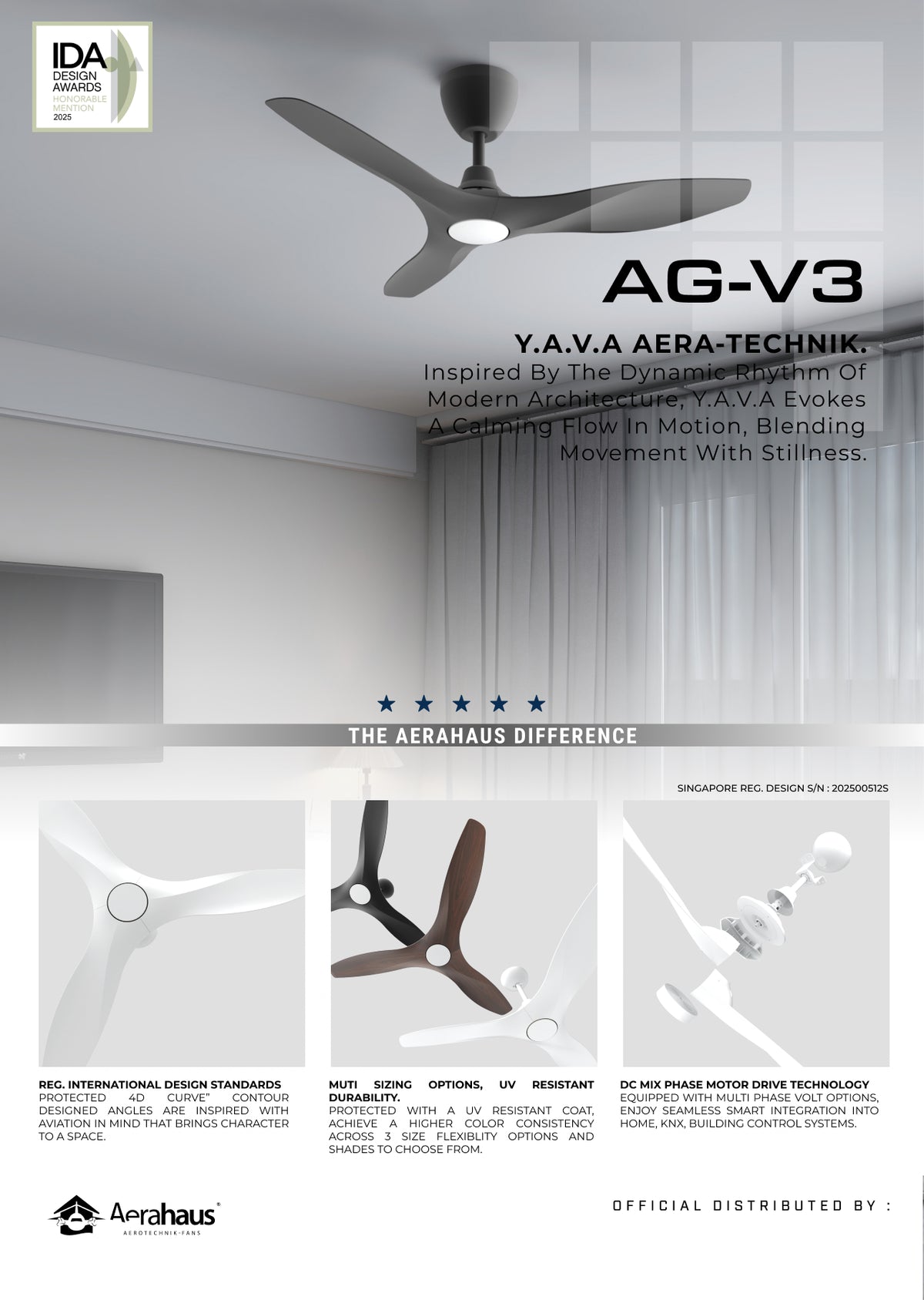 AG-V3 Aerahaus Technik DC Ceiling Fan