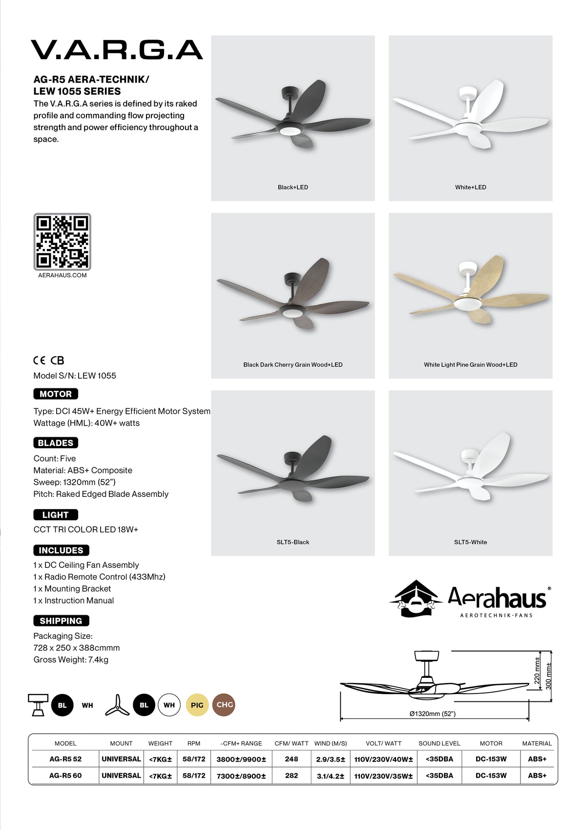AG-R5 Aerahaus Technik DC Ceiling Fan