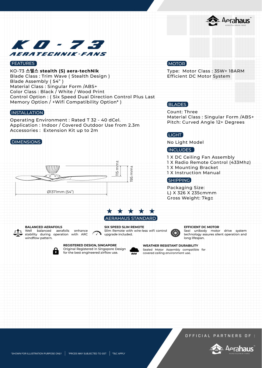 KO-73 S Aerahaus Technik DC Ceiling Fan